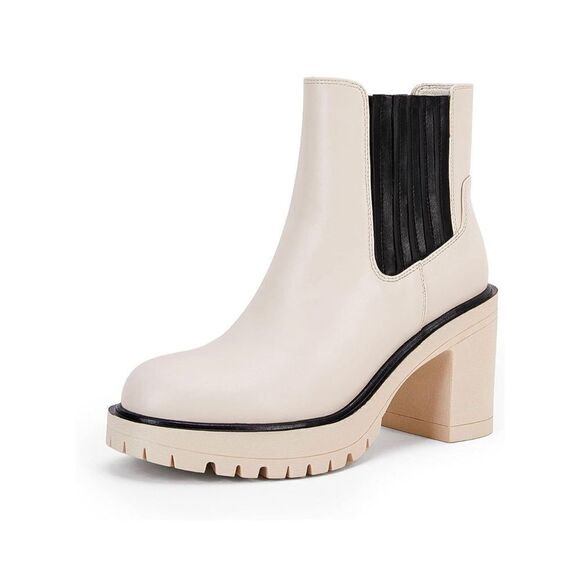 NEW Platform Lug Sole Ankle Boots Chunky Block Heel Seam Booties 6.5 - Picture 1 of 6